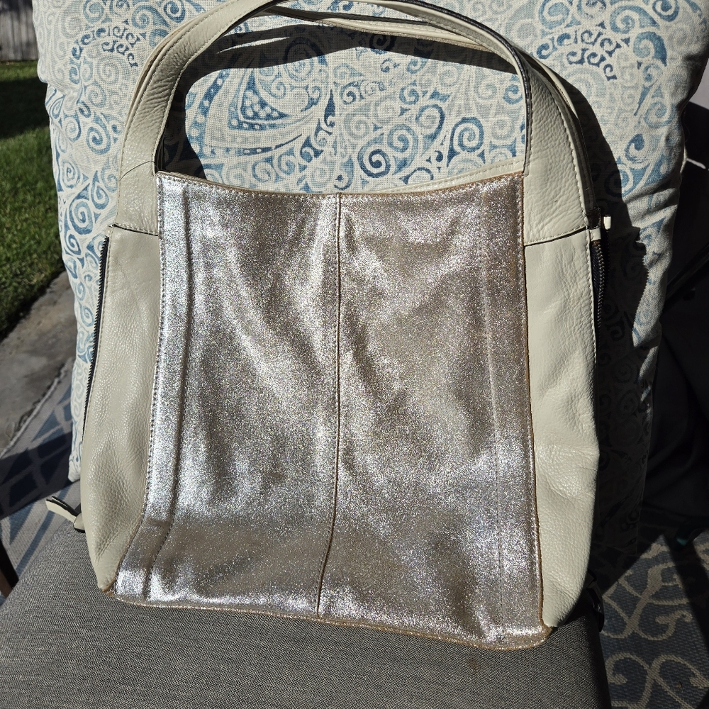 Tano Metallic Gold Distressed leather Hobo Purse Tote